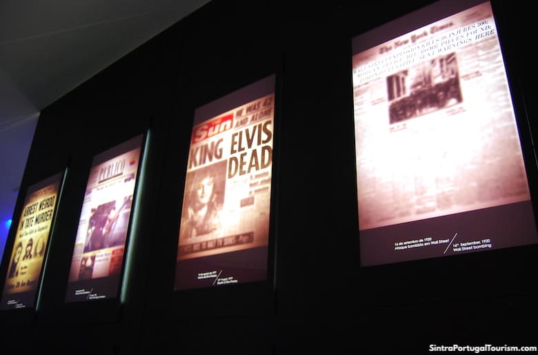 Newspaper headlines in the News Museum, Sintra